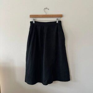 First Rite Black Linen Midi Skirt XS